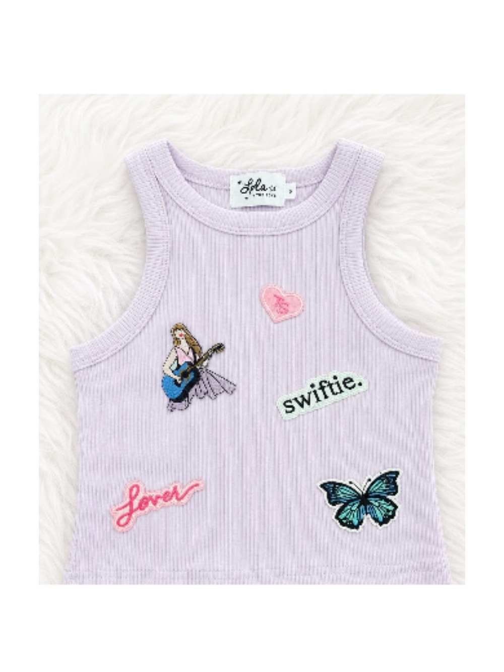 Lola+boys Lilac Taylor Switft Patchwork Ribbed Tank Top. Size 10.